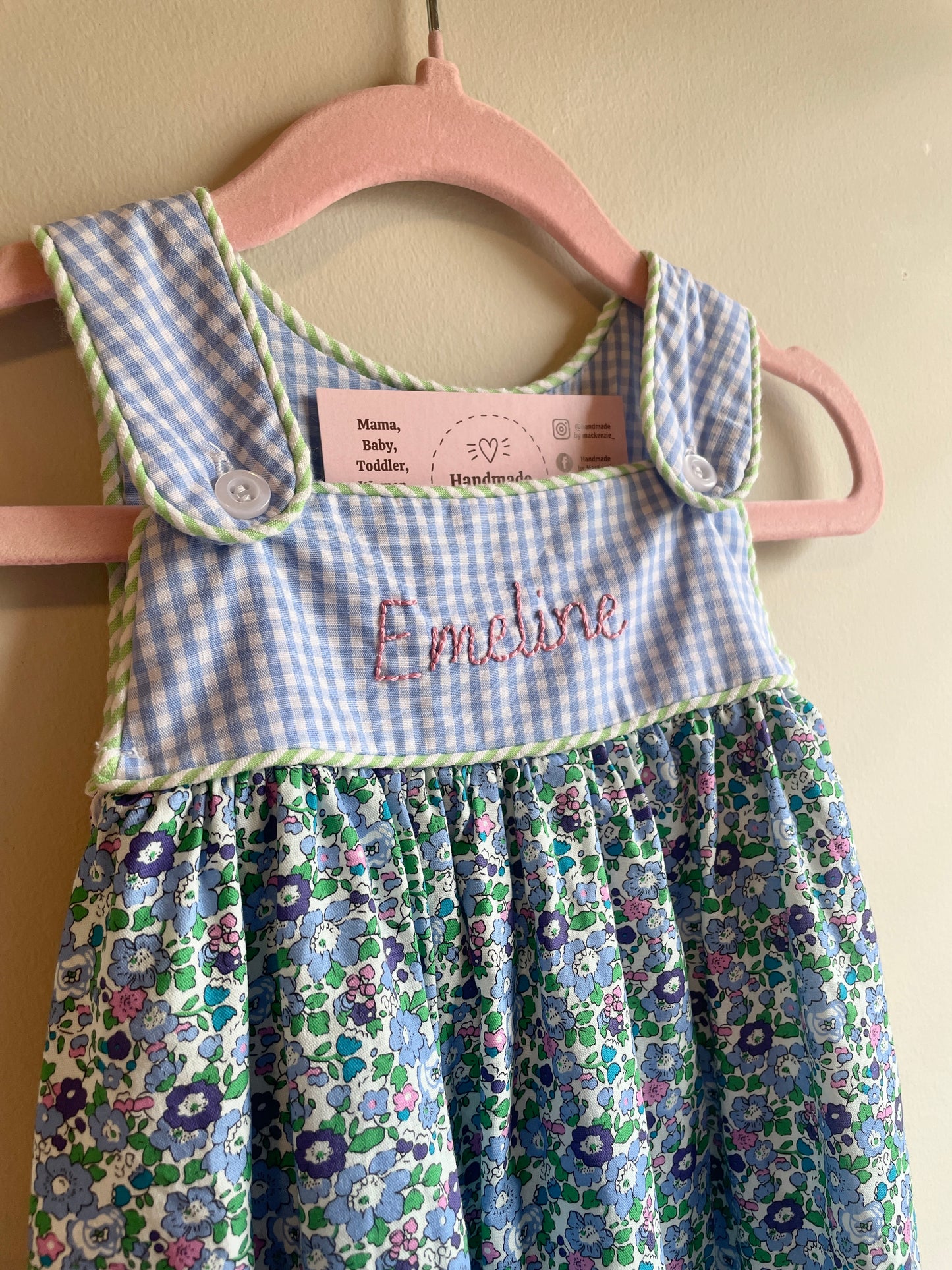 Floral Print Hand Embroidered Dress (One Name)