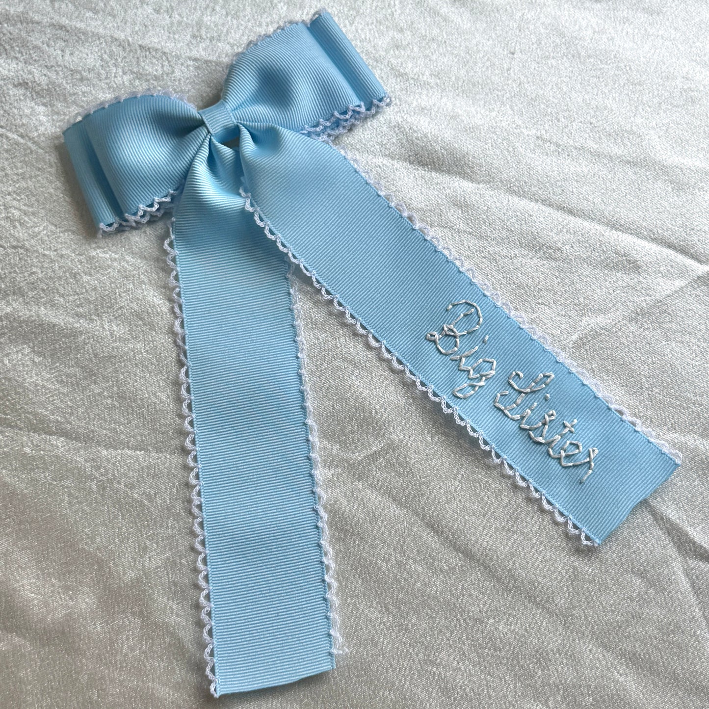 Big Sister- Double Ribbon - Blue and White