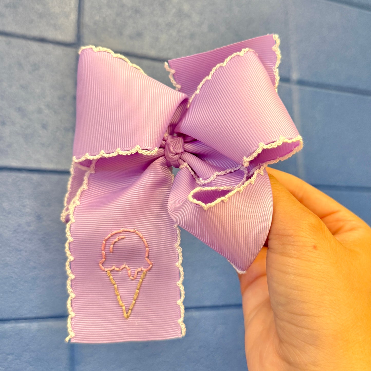 Ice Cream Summer Purple and Pink Bow - 5 inch