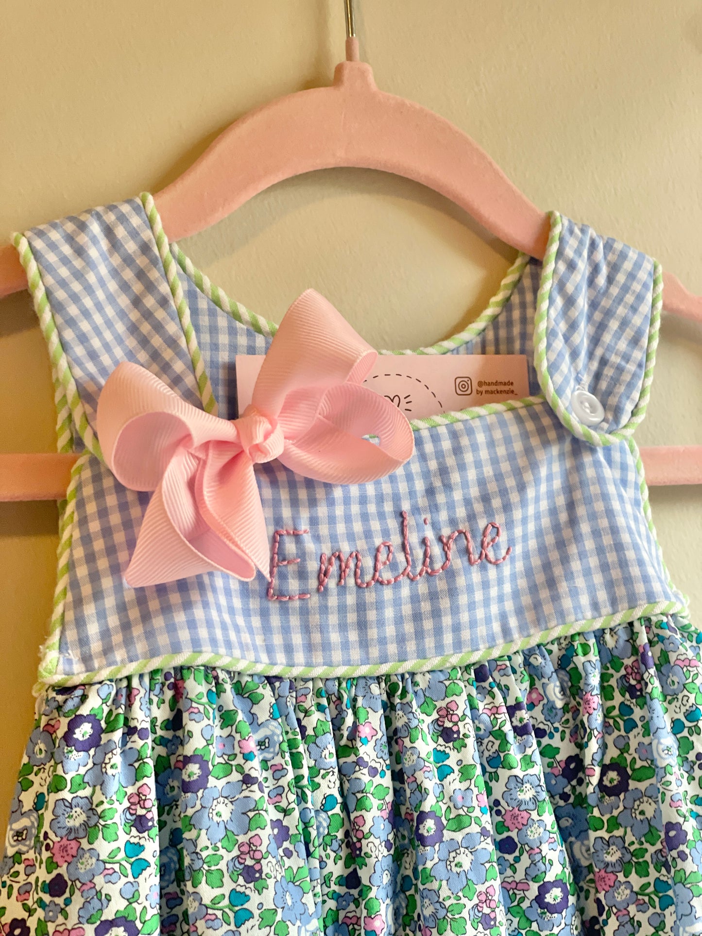 Floral Print Hand Embroidered Dress (One Name)