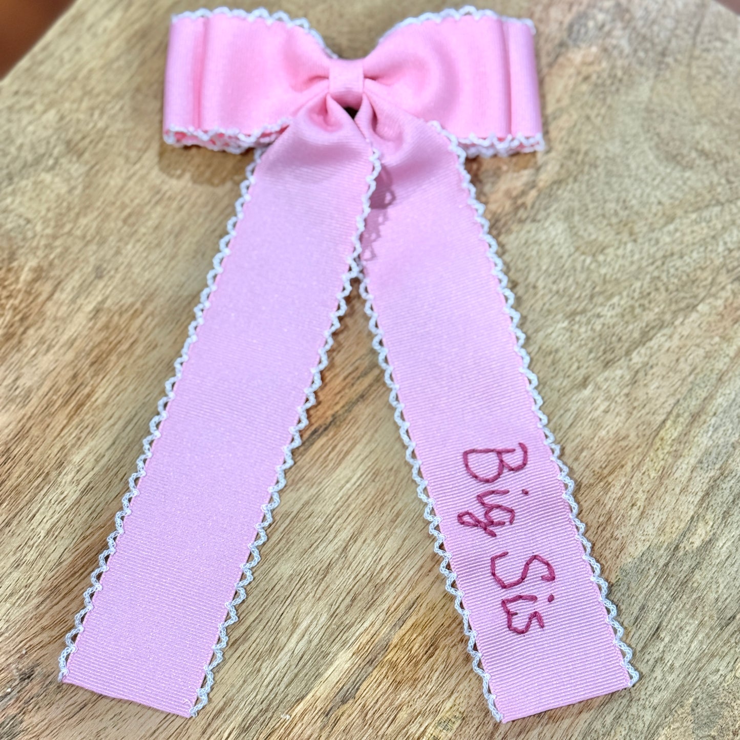 Big Sis Double Ribbon Pink Bow