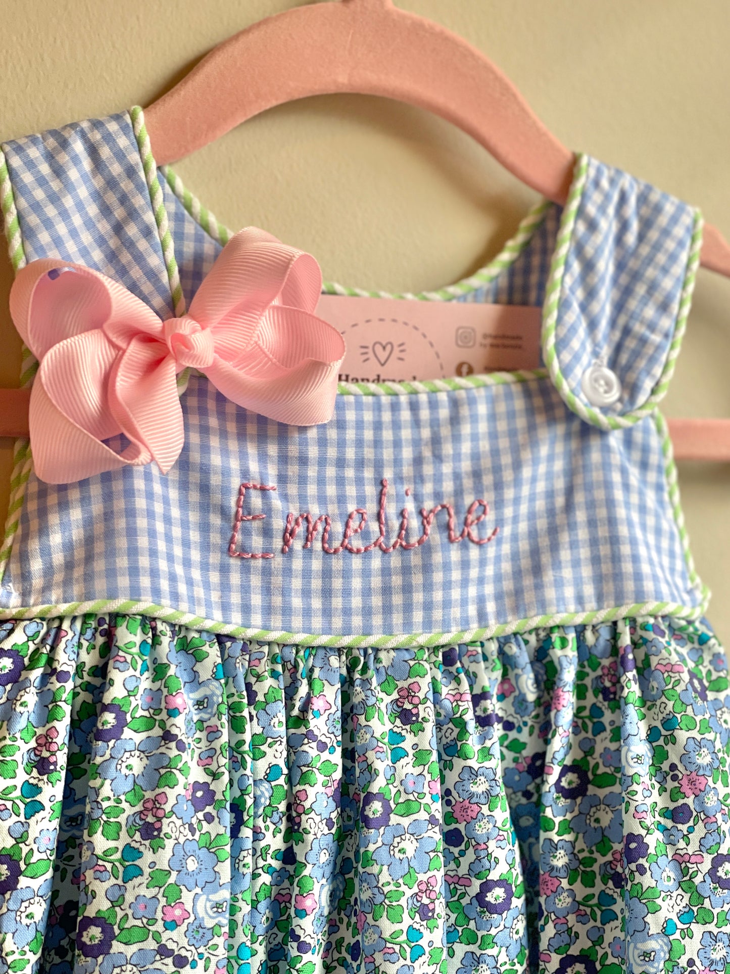 Floral Print Hand Embroidered Dress (One Name)
