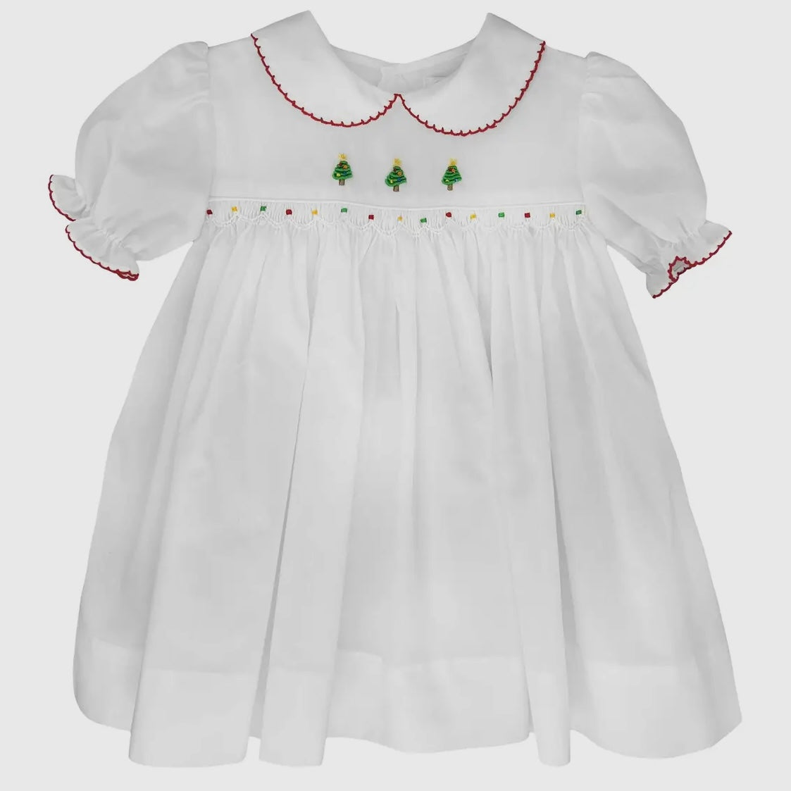 White Christmas Dress with Red Piping