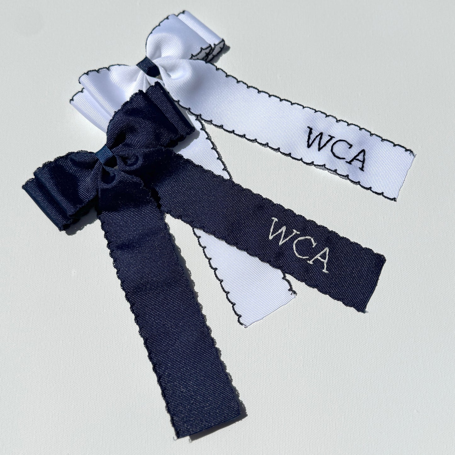 Westminster WCA Navy and White Moonstitch Bow