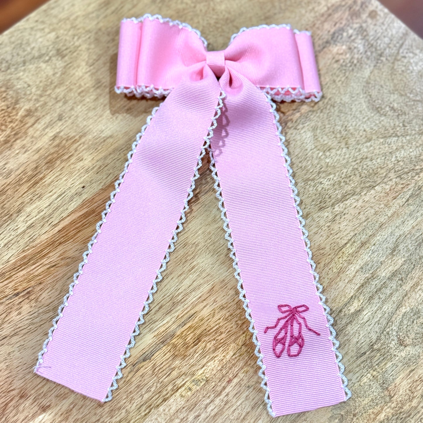 Double Ribbon Pink Ballerina Dance Cross