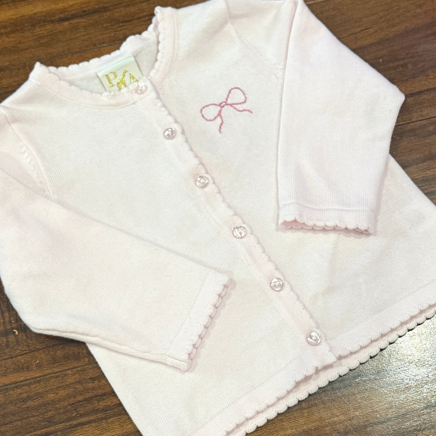 Light Pink Cardigan with Pink Bow