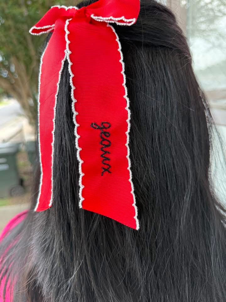 Geaux Red Bow (Alligator Clip) - RTS