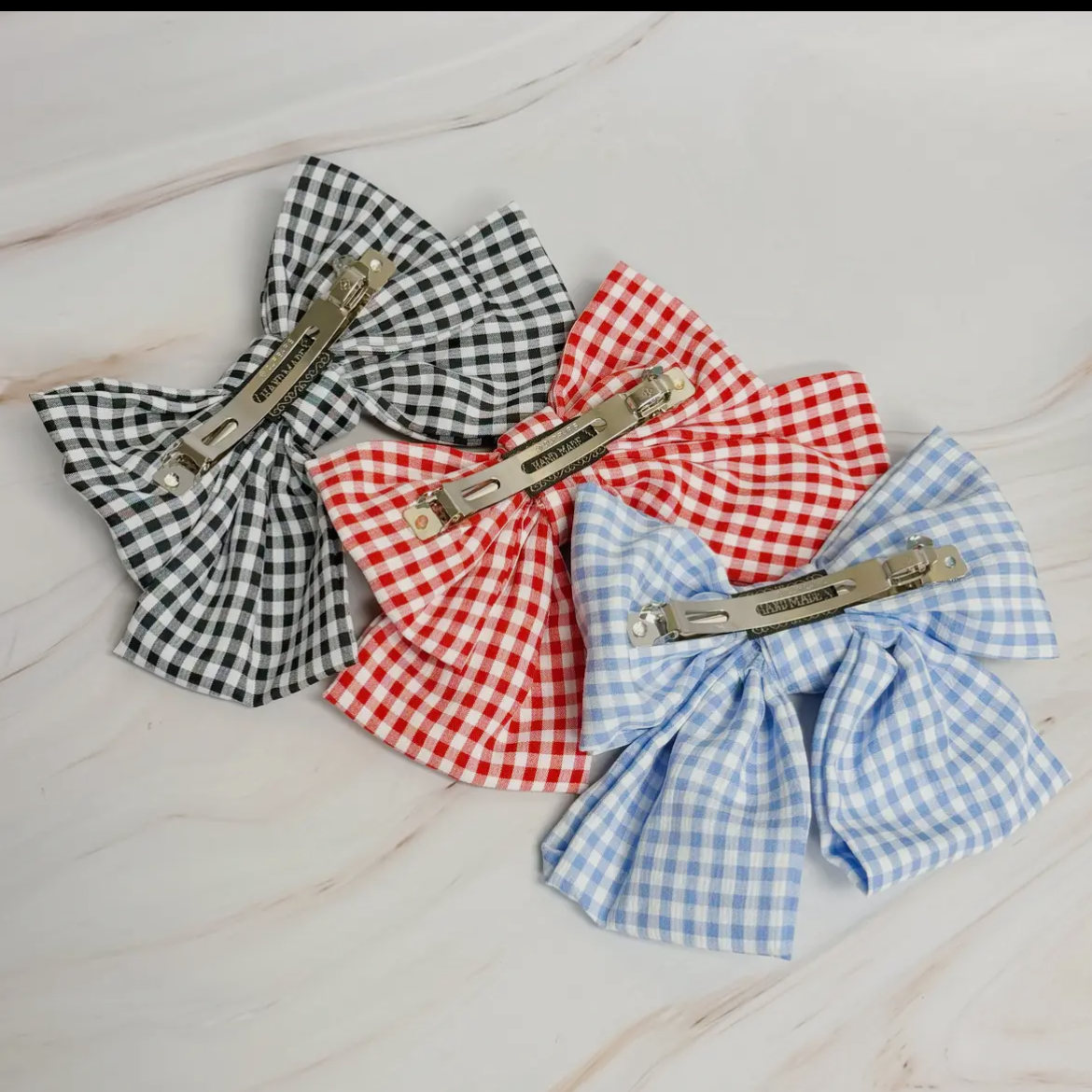 Big Gingham Hair Clip Bows