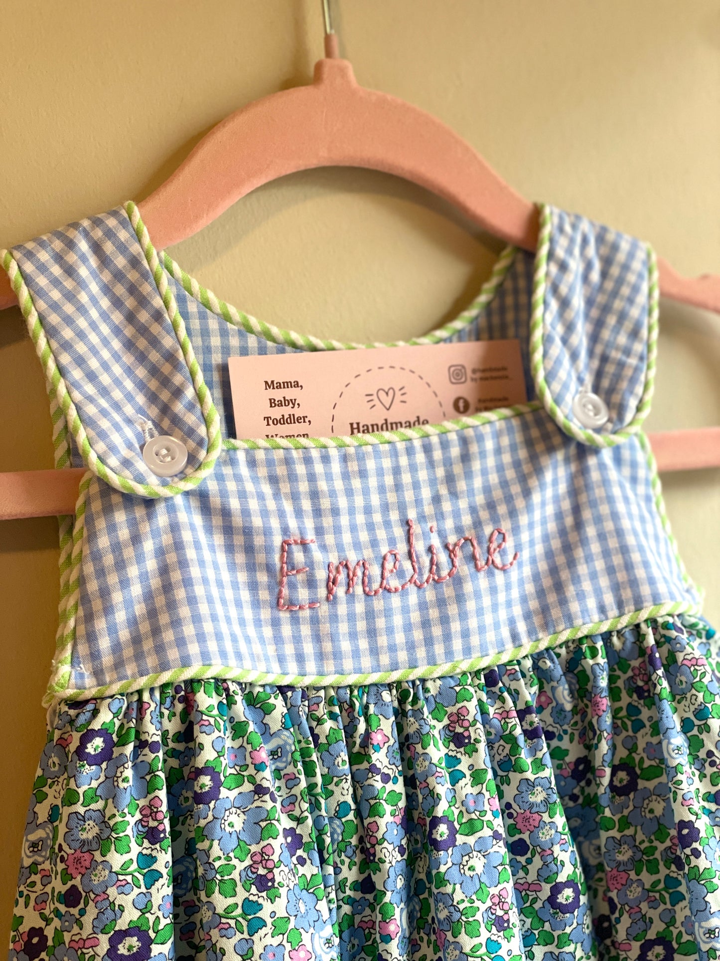 Floral Print Hand Embroidered Dress (One Name)