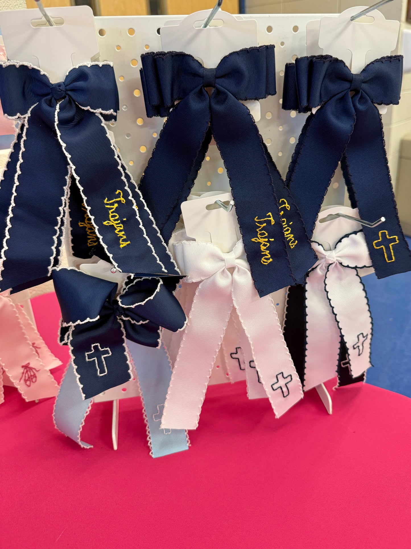Trojans Double Ribbon Navy and Gold