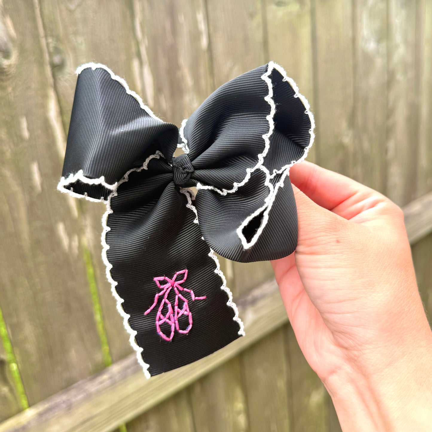 Ballerina Slippers Dance Bows Black and Pink - 5 Inch