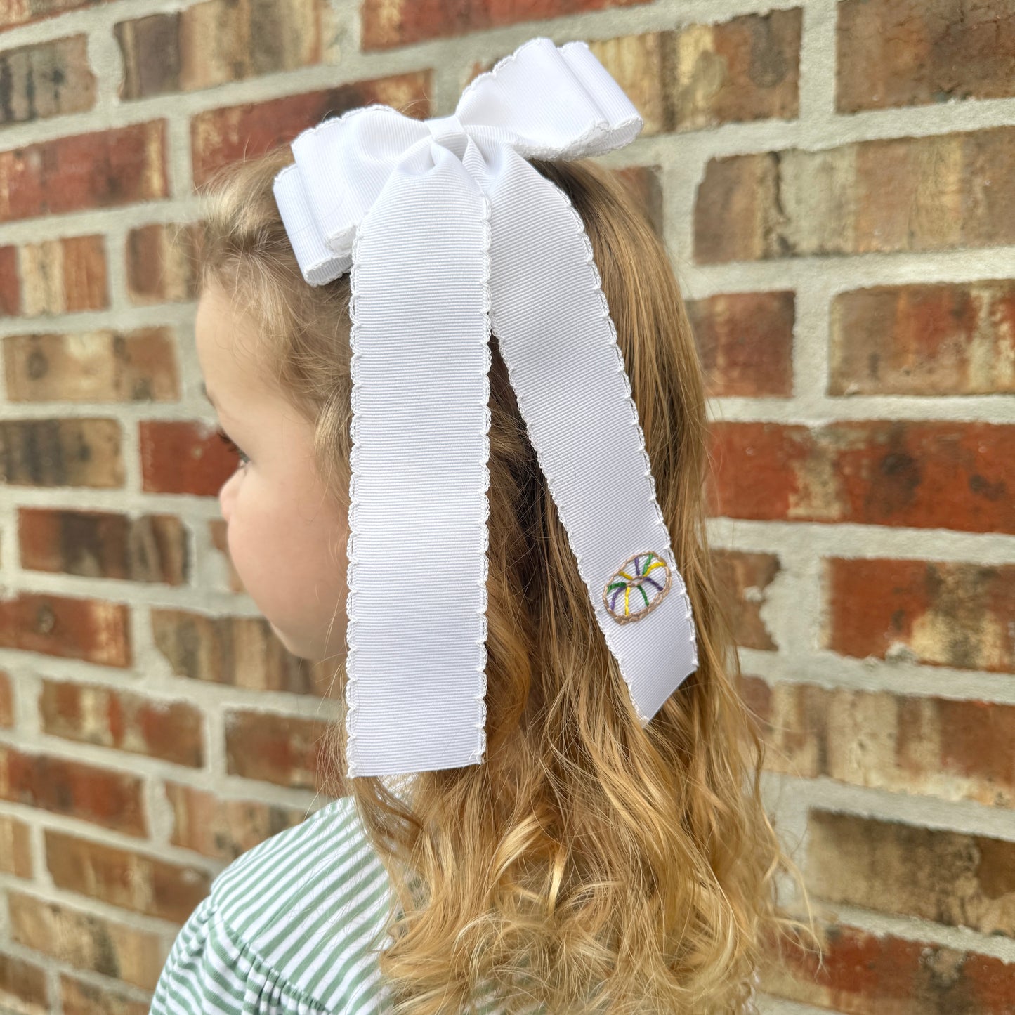 White Purple King Cake Longtail - Double Ribbon