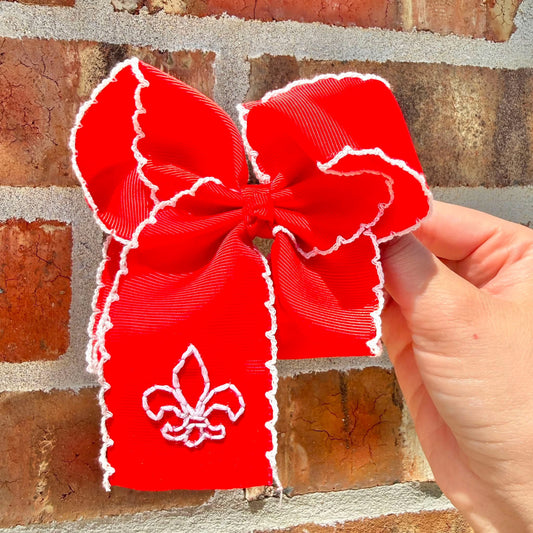 5 Inch - Fleur de Lis Red & White