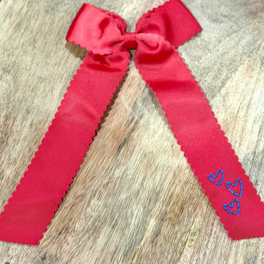 Red Longtail with Navy Hearts