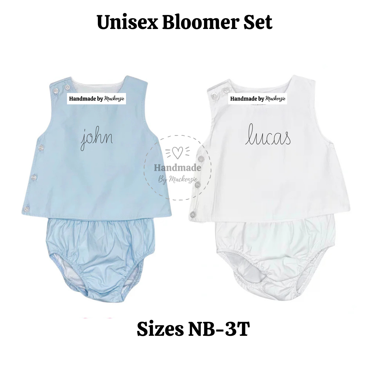 Unisex Bloomer Set White and Blue - Custom