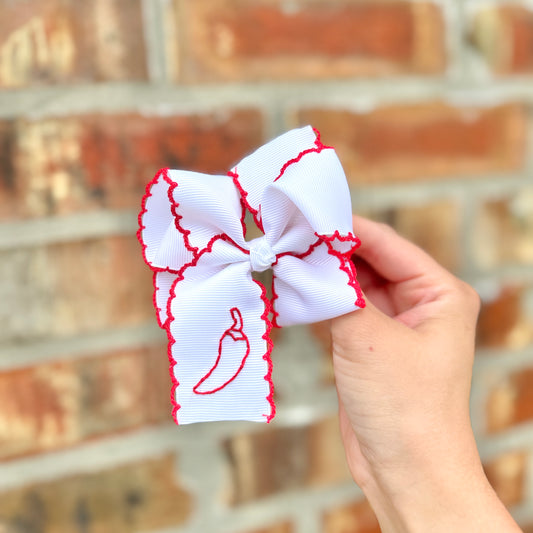 Pepper Bow White with Red - 4 Inch