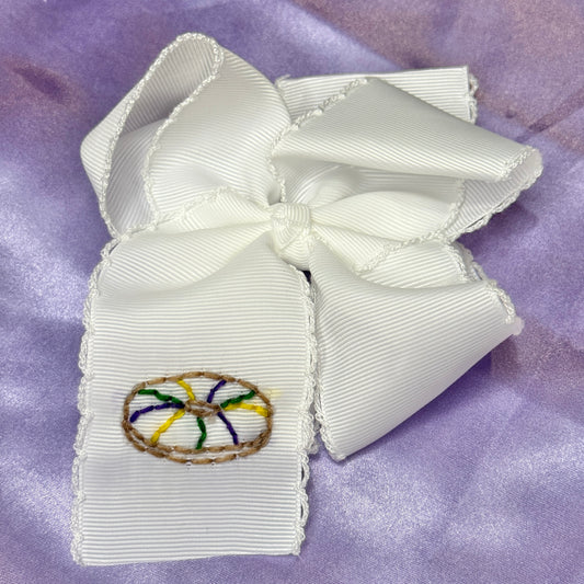 5 inch King Cake Bow - White