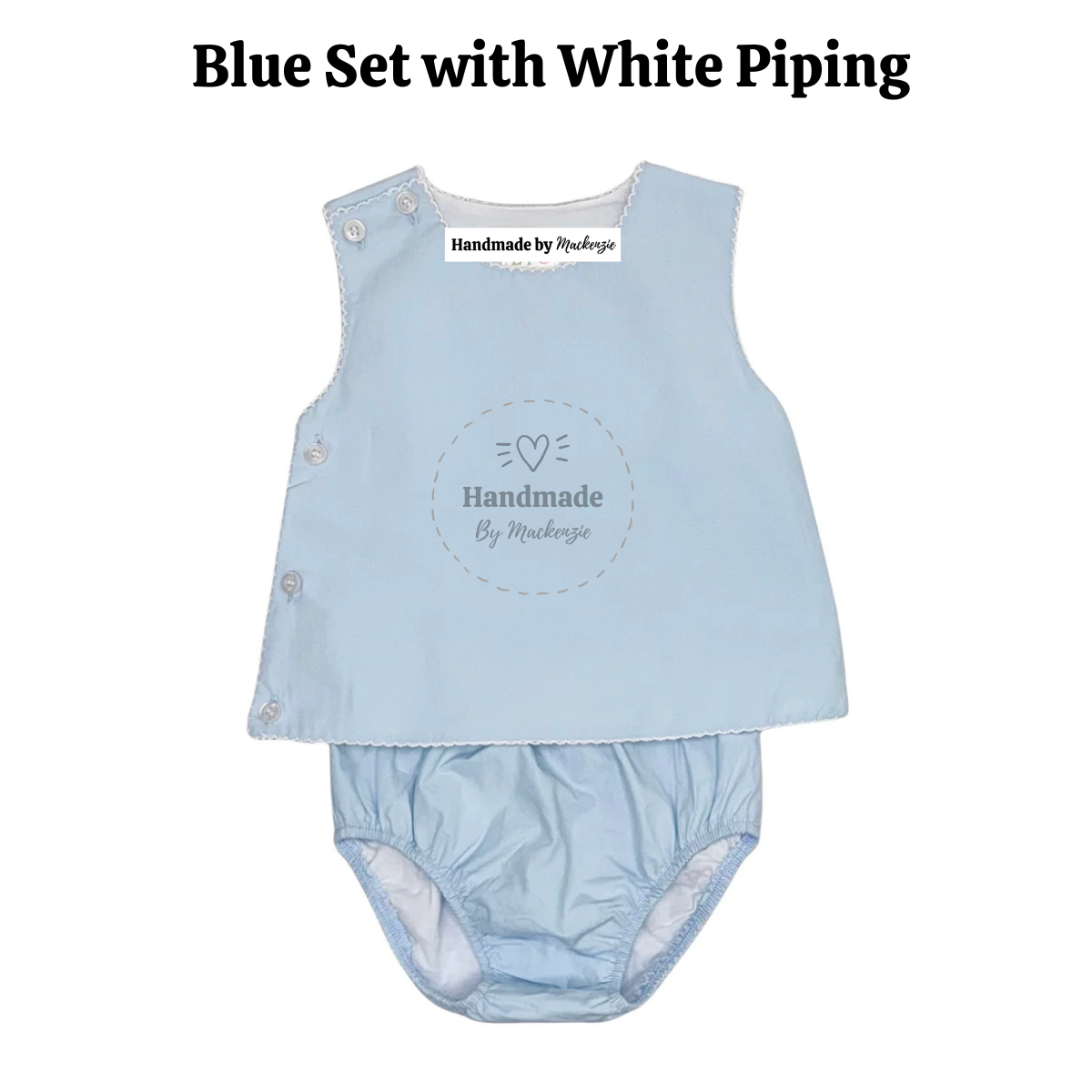 Unisex Bloomer Set with White Piping, Pink Blue and White - Custom