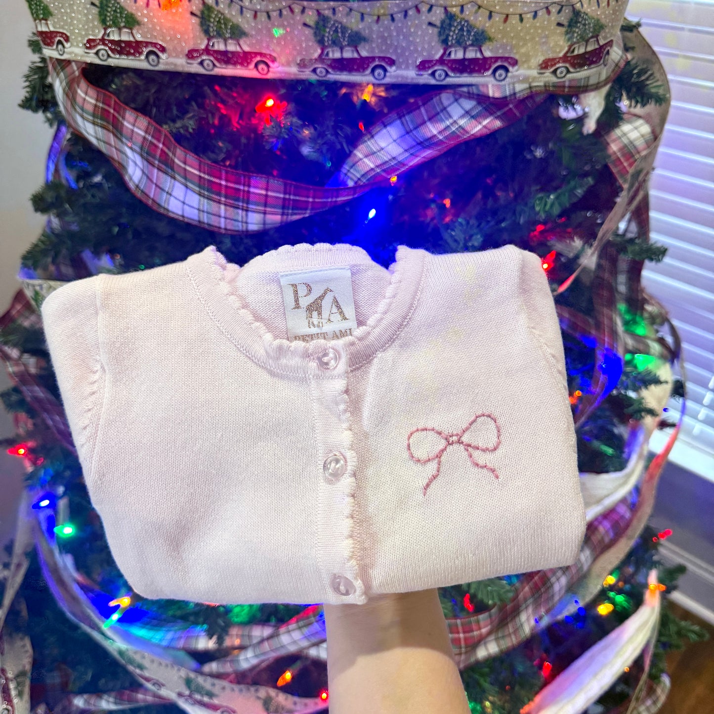 Light Pink Cardigan with Pink Bow