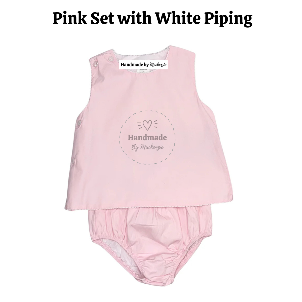 Unisex Bloomer Set with White Piping, Pink Blue and White - Custom