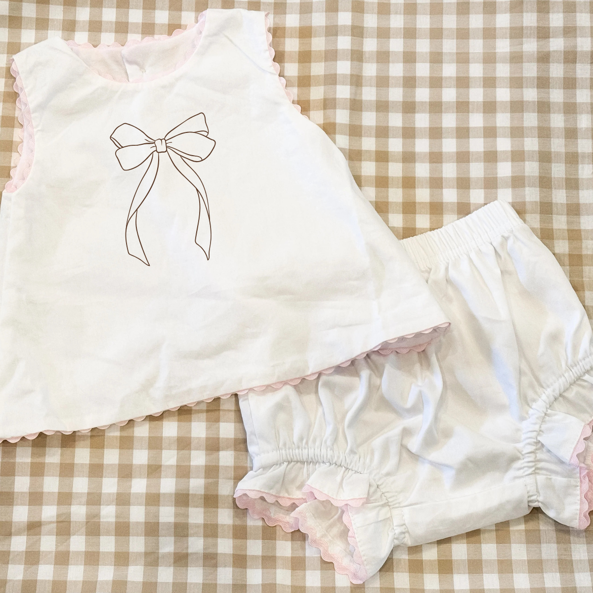 White and Pink Scalloped Bloomer Set - Custom
