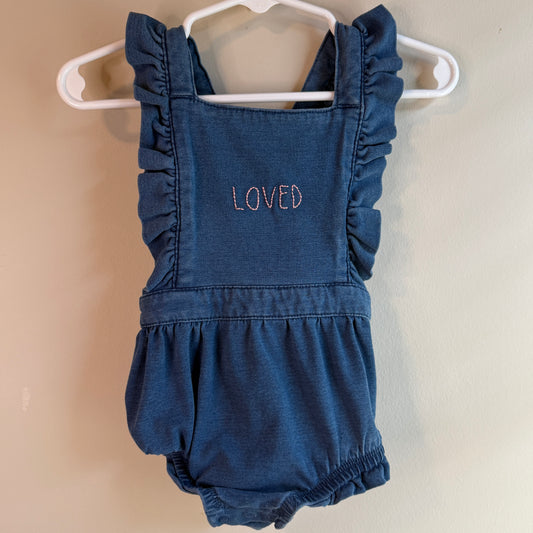 6-9M Denim Blue Loved Jean Baby Girl Bubble