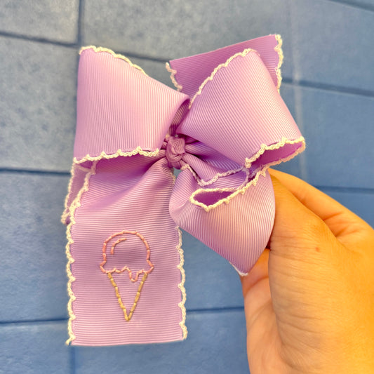 Ice Cream Summer Purple and Pink Bow - 5 inch