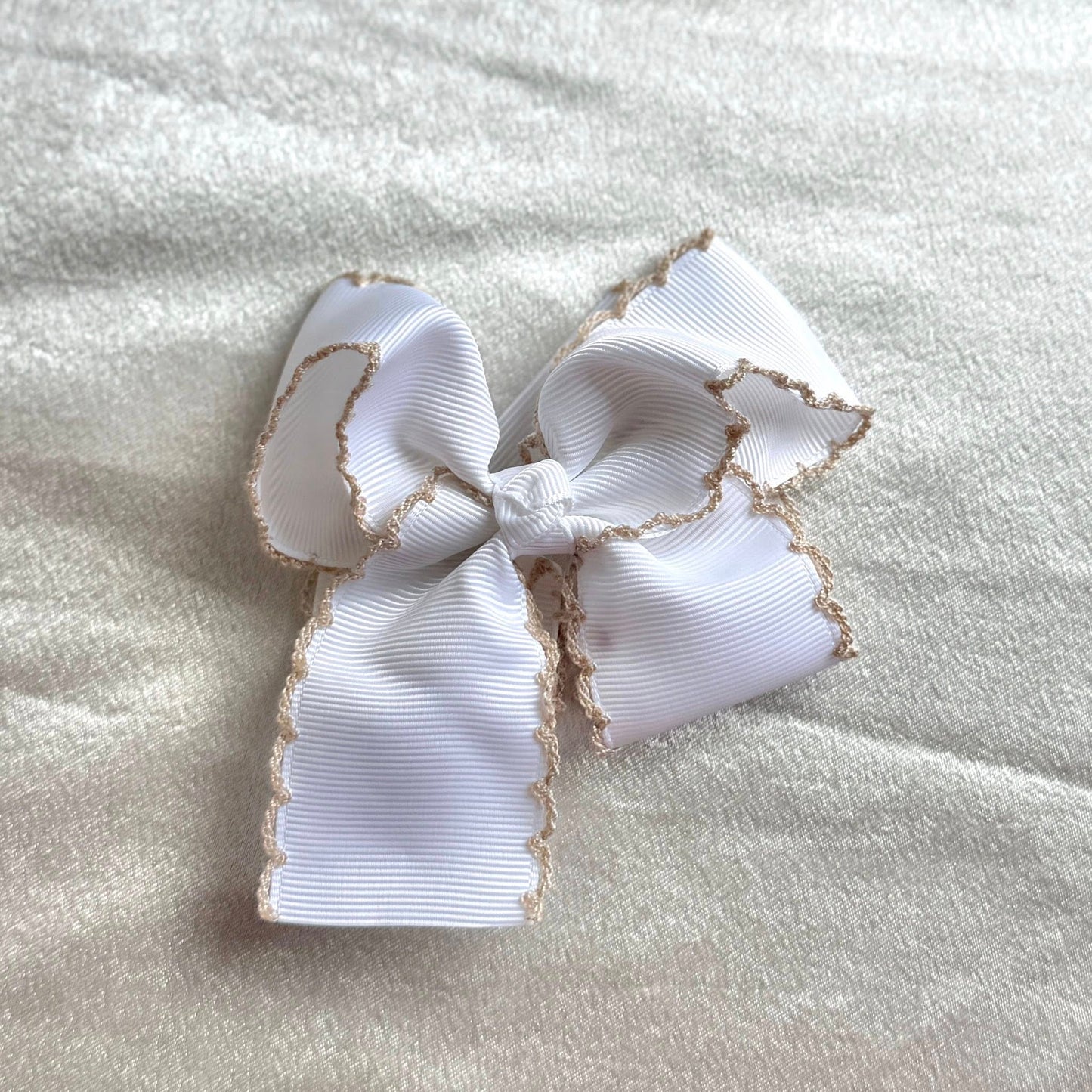 CCS Cathedral Carmel White & Tan Bow - 4 inch