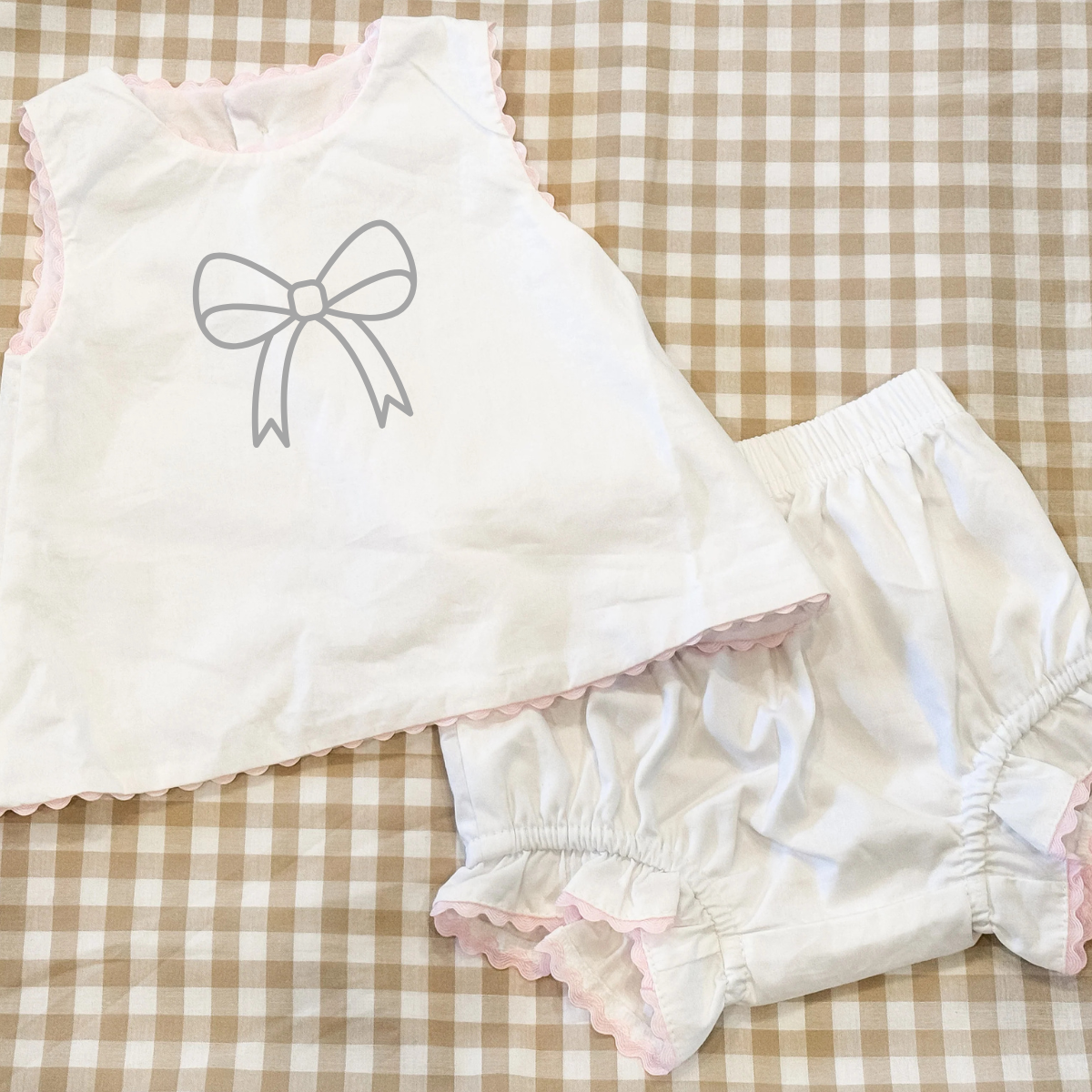 White and Pink Scalloped Bloomer Set - Custom