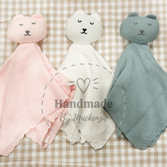 Hand Embroidered Knit Bear Lovey