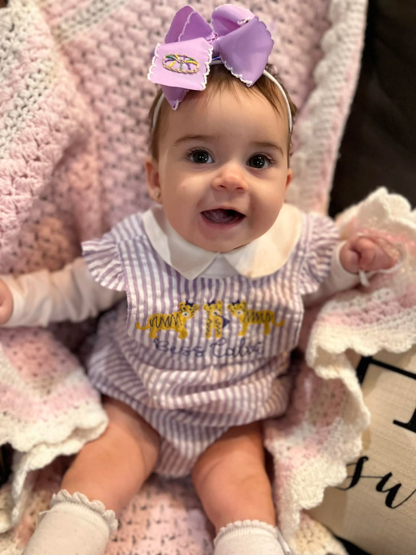 4 inch King Cake Bow - Purple