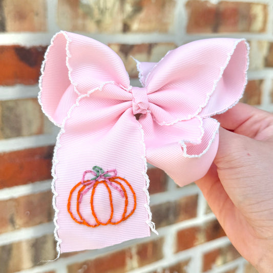 Pink Bow Pumpkin - 5 inch