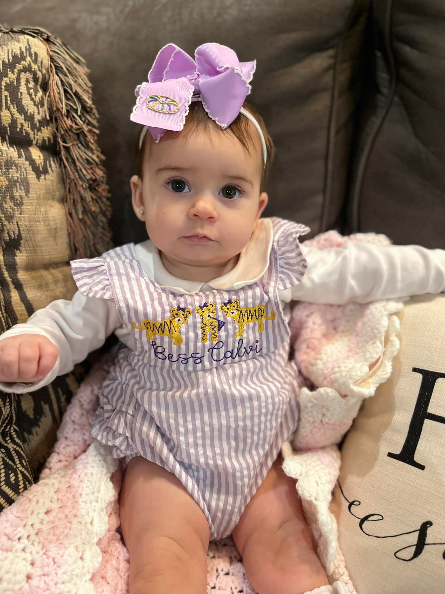 4 inch King Cake Bow - Purple