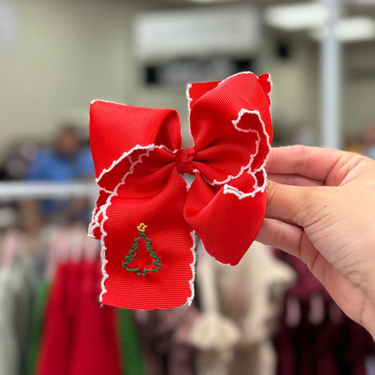Christmas Tree Bow- Red and White