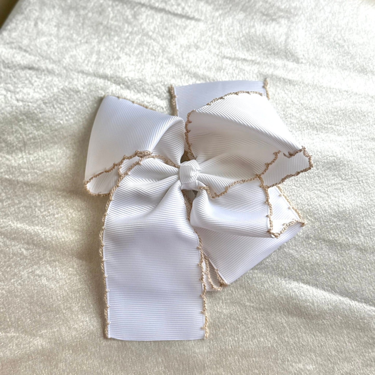 CCS Cathedral Carmel White & Tan Bow - 5 inch