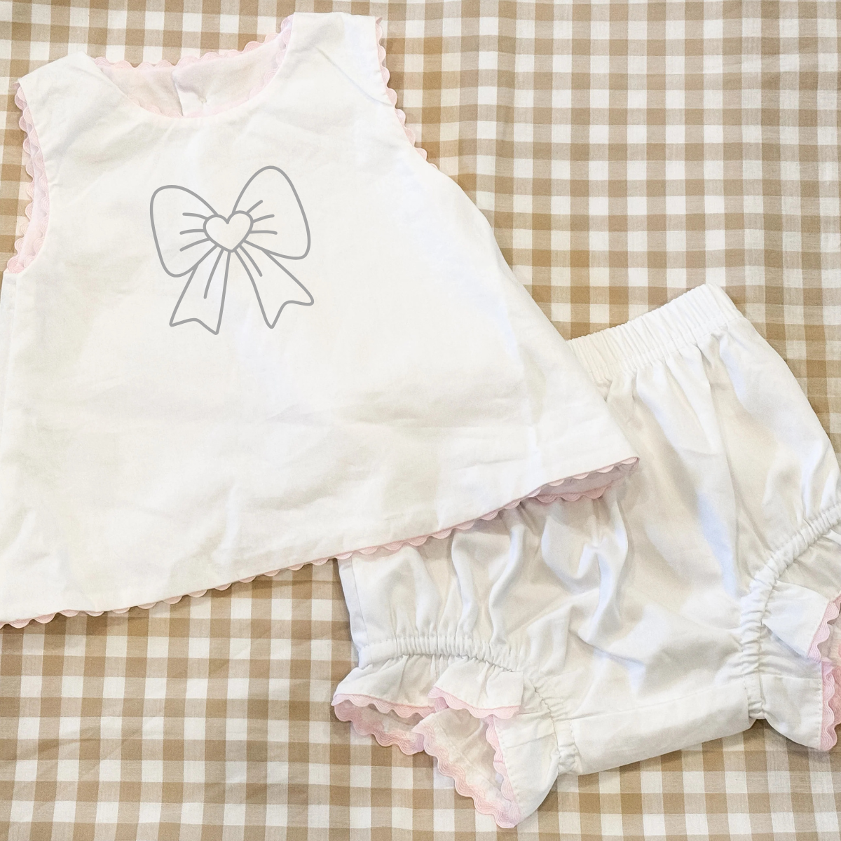 White and Pink Scalloped Bloomer Set - Custom