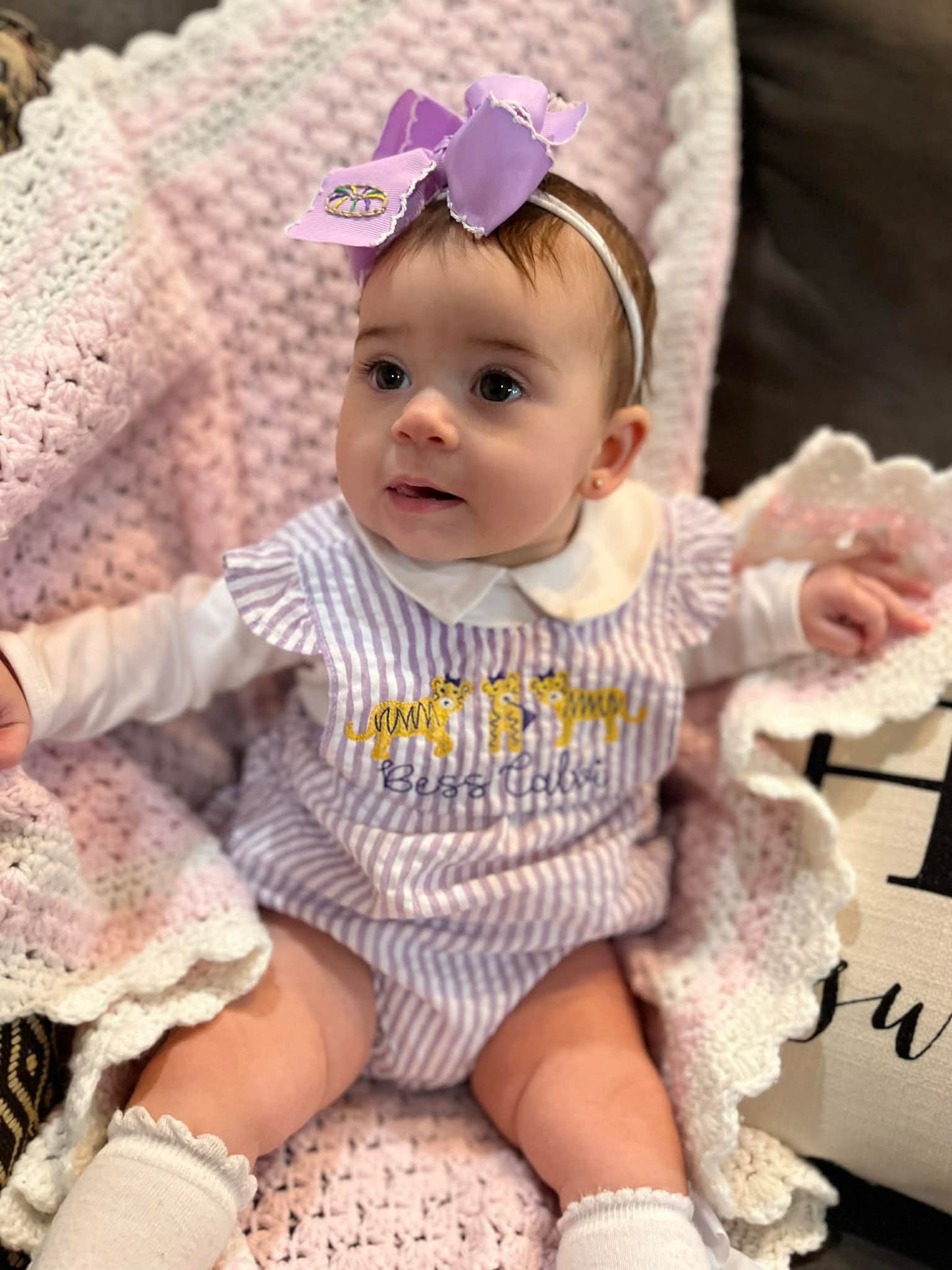 4 inch King Cake Bow - Purple