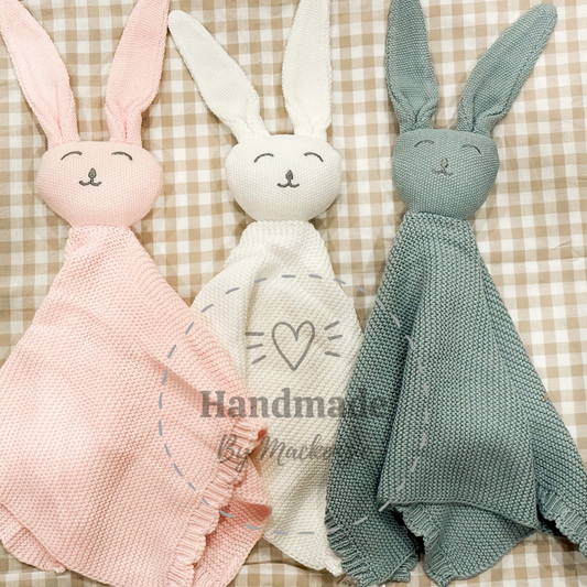Hand Embroidered Knit Bunny Lovey