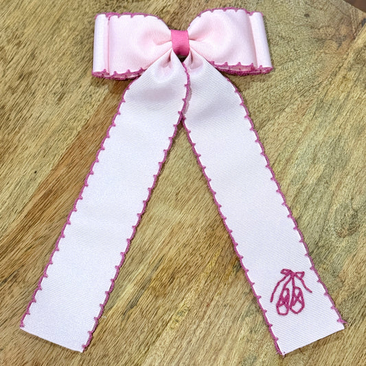 Double Ribbon Dark Pink Ballerina Dance Bow
