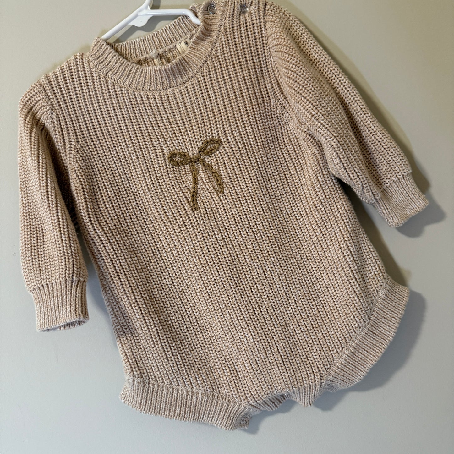 Tan Bow Bubble 9-12M