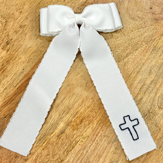 Double Ribbon Cross Bow - Light Pink
