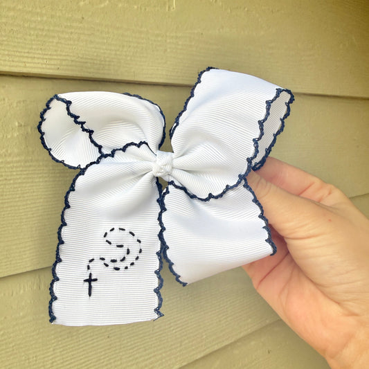 Rosary White with Navy - 5 inch