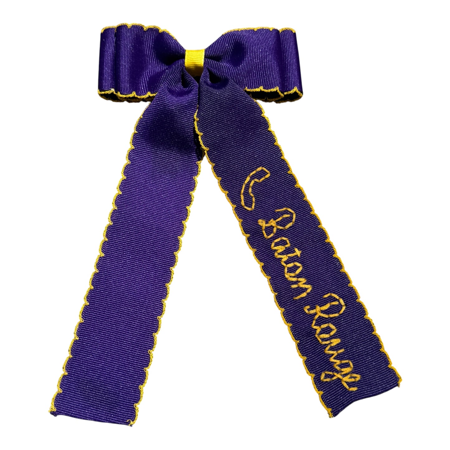 Callin Baton Rouge Double Ribbon Purple & Gold Bow