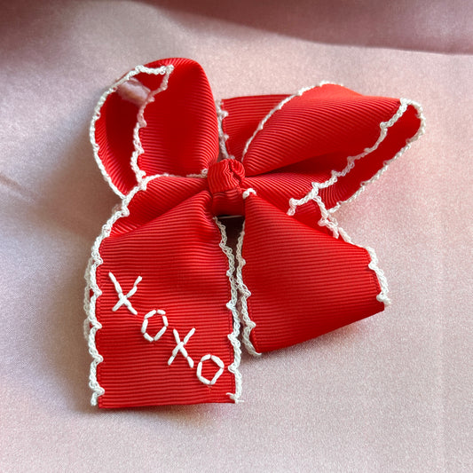 4 Inch XOXO Red Valentine's Day Bow
