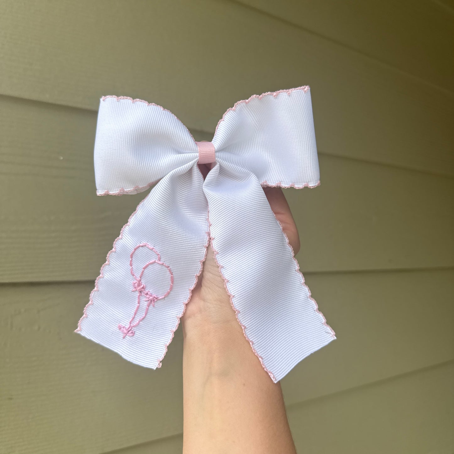 Birthday Ballons White & Pink Shortie Bow