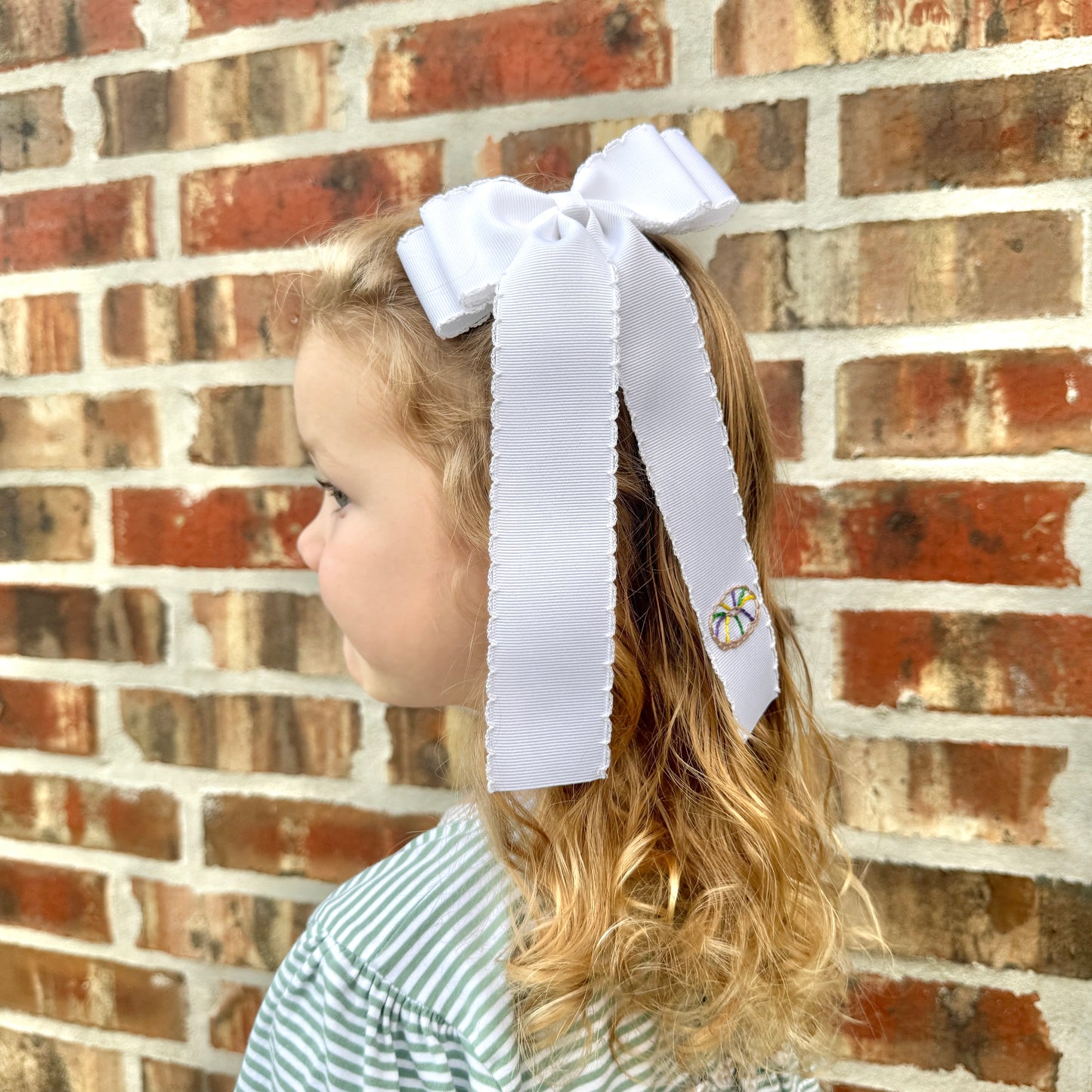 White Purple King Cake Longtail - Double Ribbon