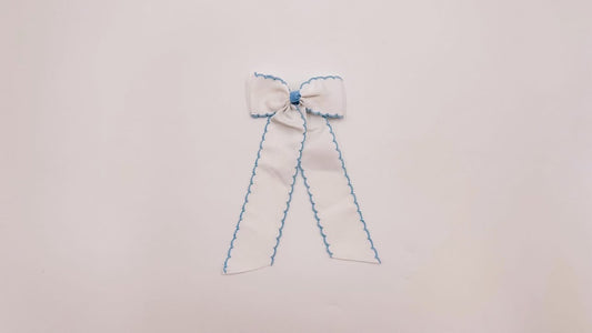 Longtail - White with Baby Blue Stitching - Custom Bow