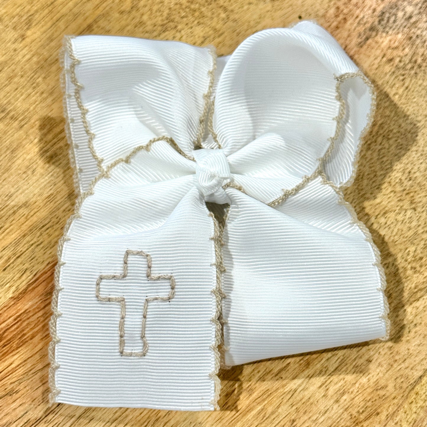 5 inch White & Tan Cross