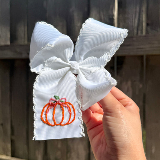 White Bow Pumpkin - 5 inch