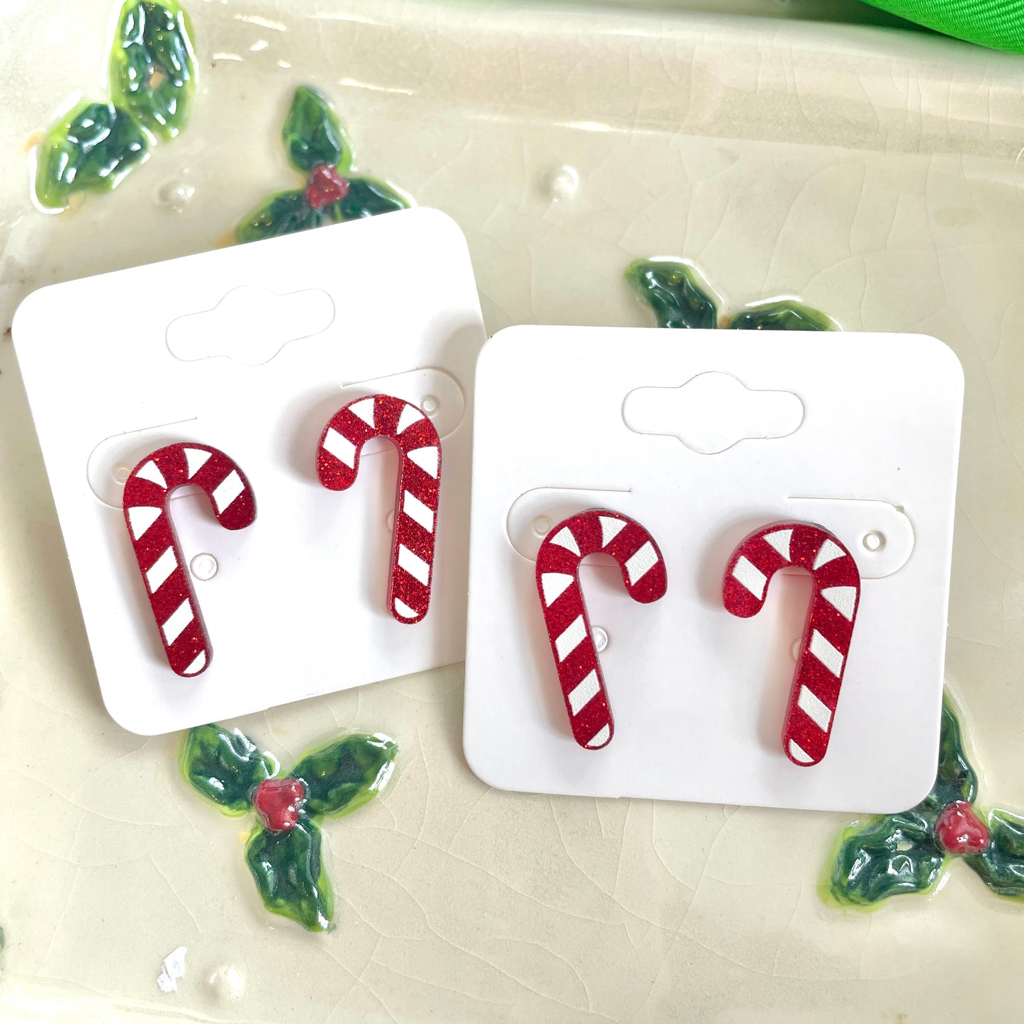 Christmas Candy Cane Stud Earrings